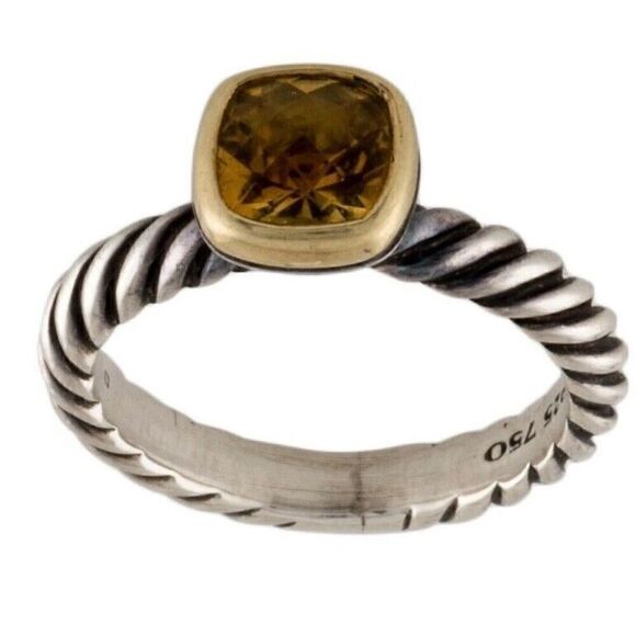 EUC Authentic David Yurman Nobelesse Citrine 18kt Gold & 925 SilveRing Size 4.75 - Picture 6 of 12